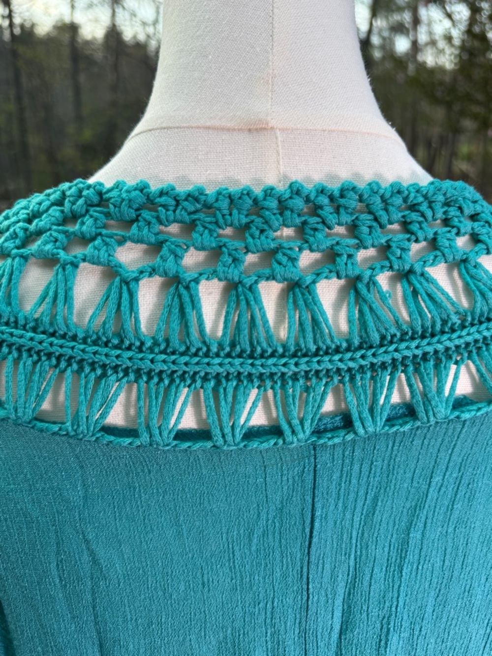 Turquoise Crochet-Trim Beach Vacation Cover-Up Dress - Picture 3 of 7